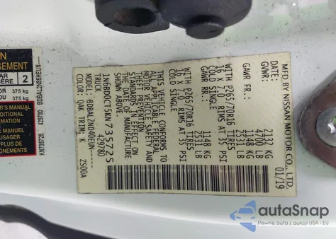 2019 Nissan Frontier Sv-I4 z USA, uszkodzony, nr VIN 1N6BD0CT5KN735725